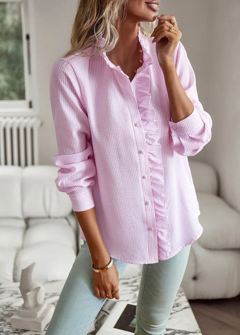 Lavinque Blouses Blouse à volants | Bleu clair | Chic et féminine