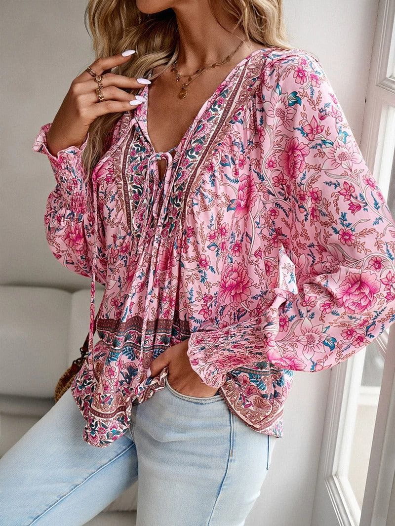 Lavinque Blouses Blouse Bohème Fleurie | Élégance Décontractée | Légère & Féminine