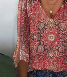 Lavinque Blouses Blouse Bohème Imprimée | Rouge | Légère et Élégante