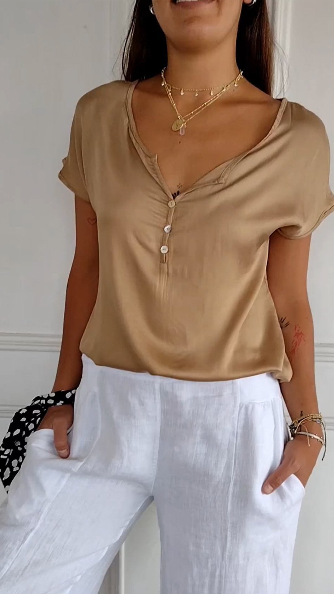 Lavinque Blouses Blouse Décontractée Boutonnée | Chic | Fluide et Polyvalente