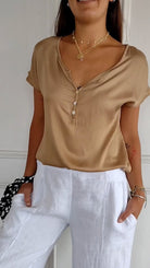Lavinque Blouses Blouse Décontractée Boutonnée | Chic | Fluide et Polyvalente