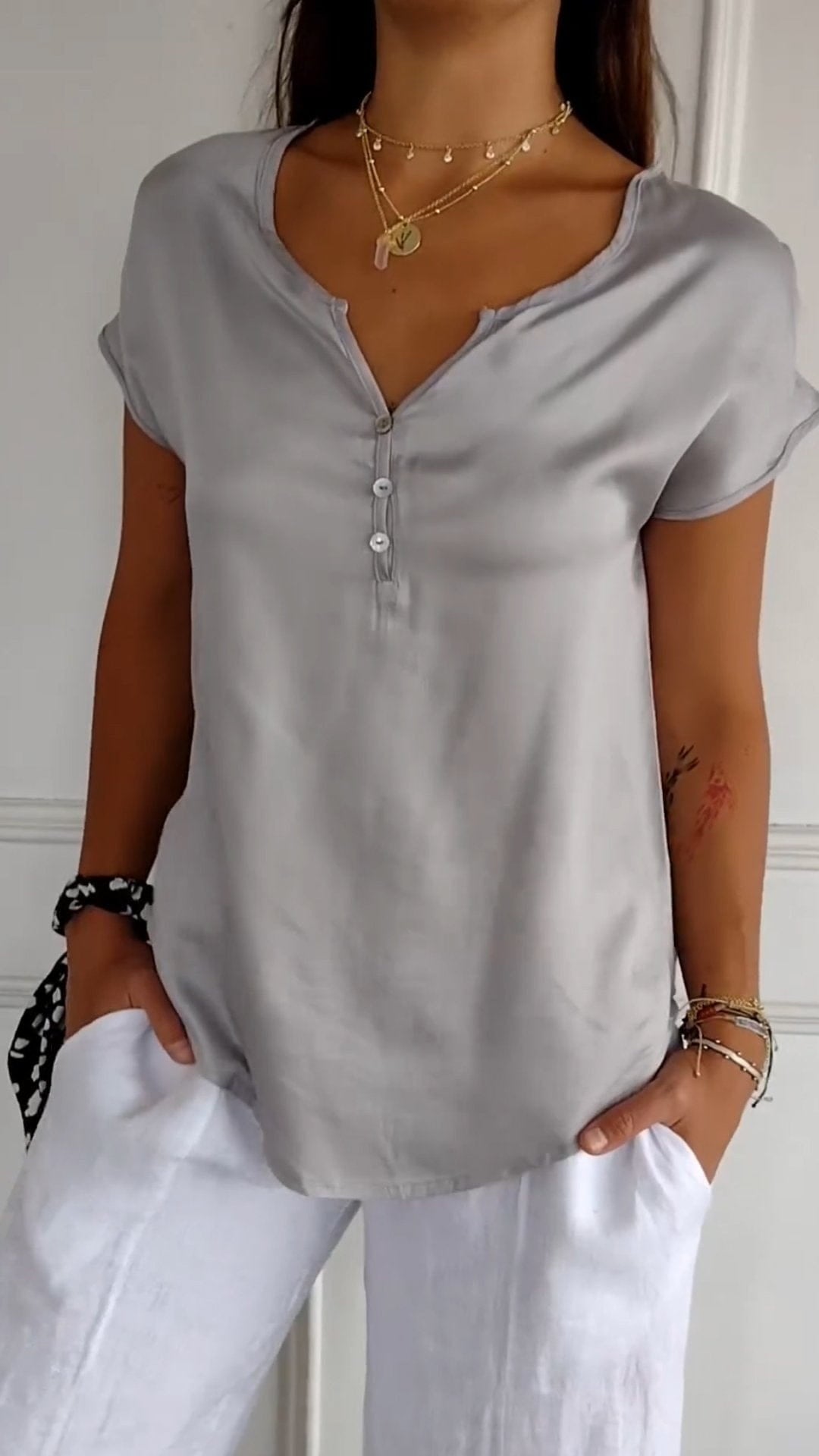 Lavinque Blouses Blouse Décontractée Boutonnée | Chic | Fluide et Polyvalente