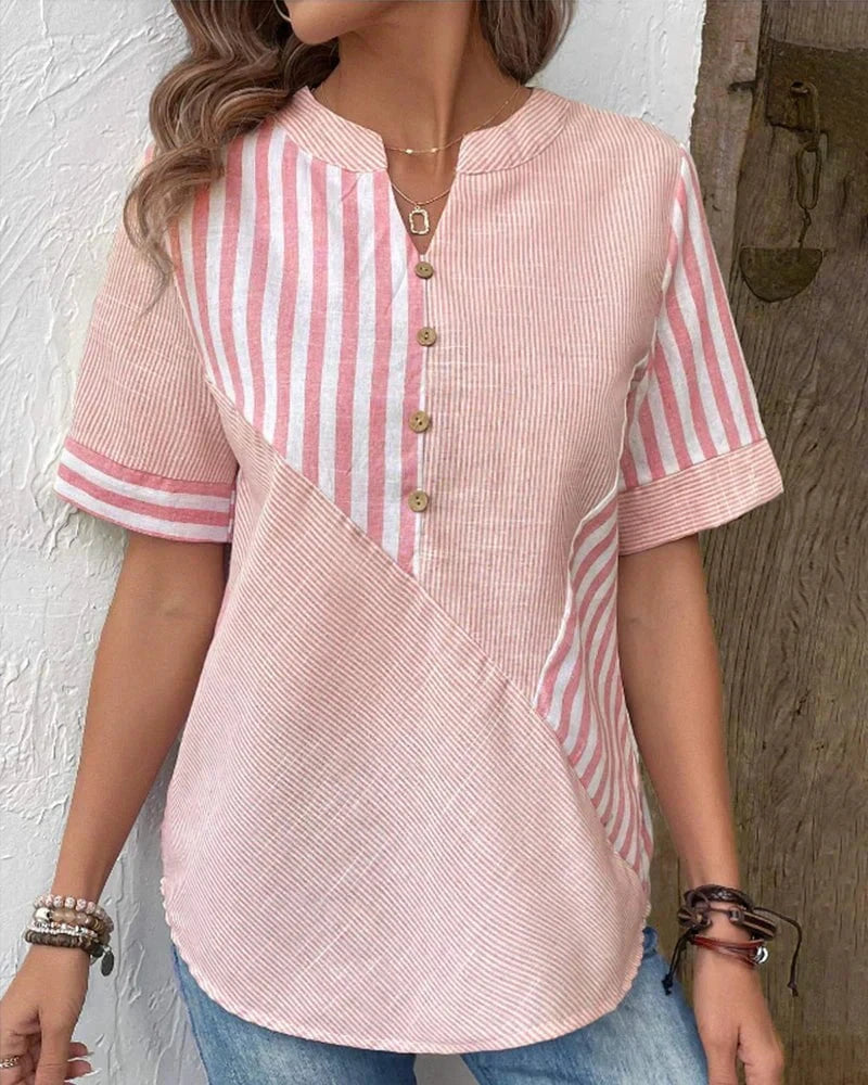 Lavinque Blouses Blouse Décontractée | Style Rayé | Élégance et Confort