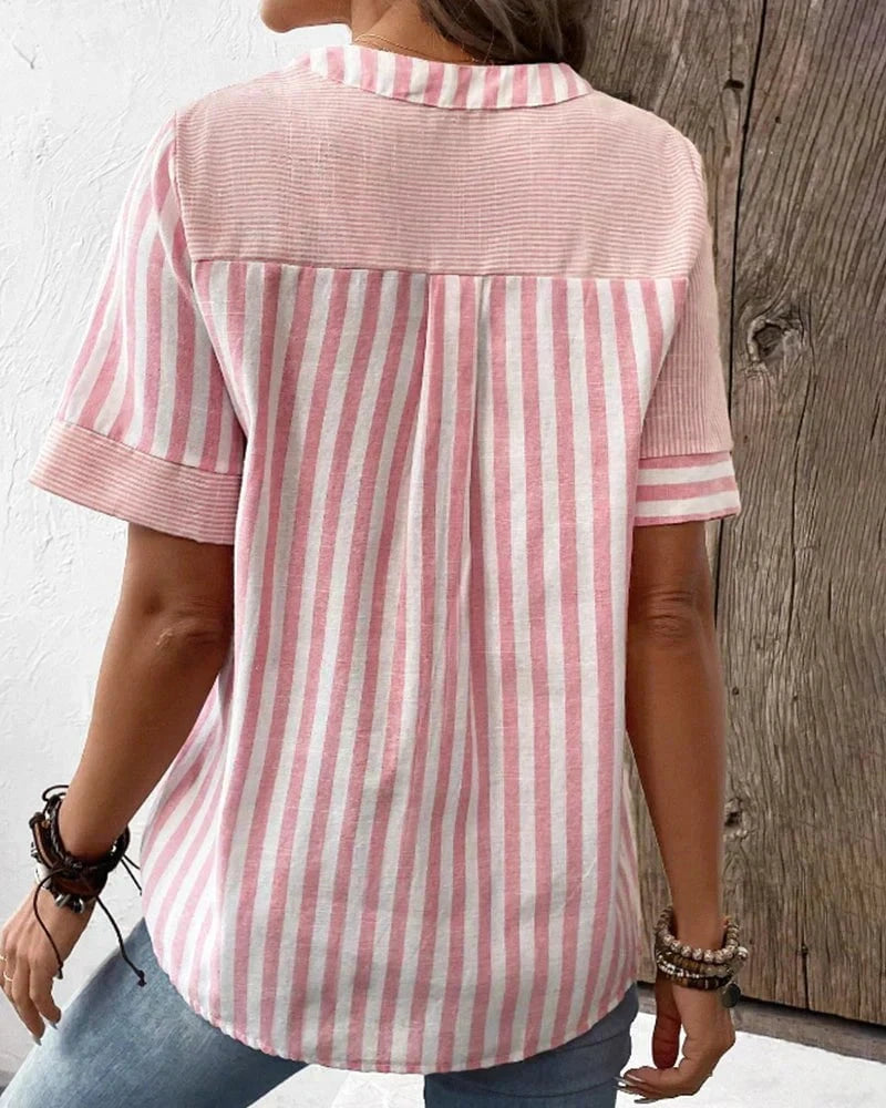 Lavinque Blouses Blouse Décontractée | Style Rayé | Élégance et Confort