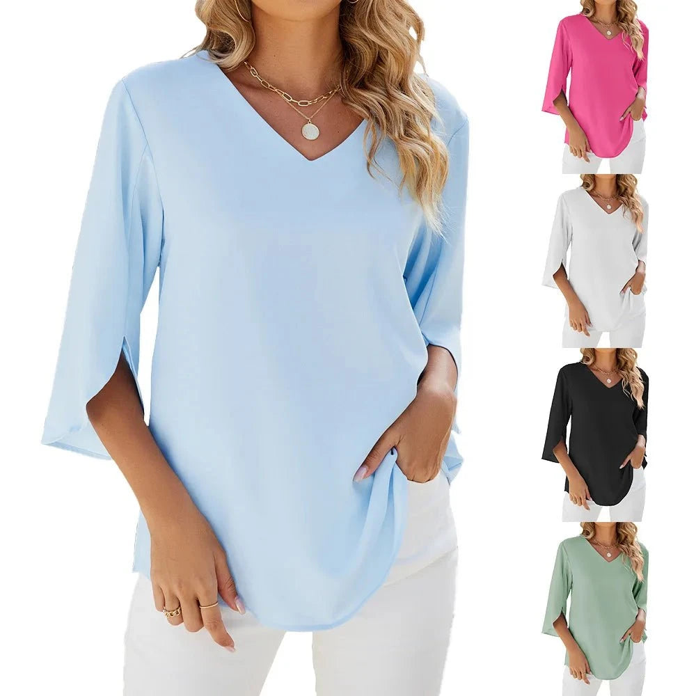Lavinque Blouses Blouse Élégante à Manches 3/4 | Chic & Confort | Idéale pour Toutes Occasions