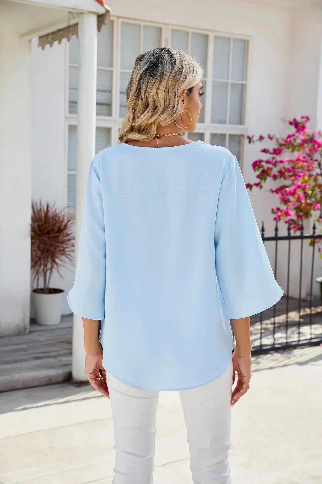Lavinque Blouses Blouse Élégante à Manches 3/4 | Chic & Confort | Idéale pour Toutes Occasions