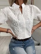 Lavinque Blouses Blouse Élégante en Dentelle | Chic & Féminin | Col Mandarin