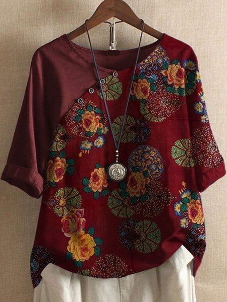 Lavinque Blouses Bordeaux / XS Blouse Bohème Asymétrique | Élégance & Couleurs | Confort & Style Unique