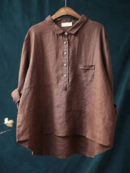 Lavinque Blouses Café / M Chemise Oversize en Lin | Élégance Décontractée | Confort &  Légèreté