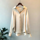 Lavinque Blouses Champagne / S Chemise Satinée | Élégante & Fluide | Parfaite pour Toutes Occasions
