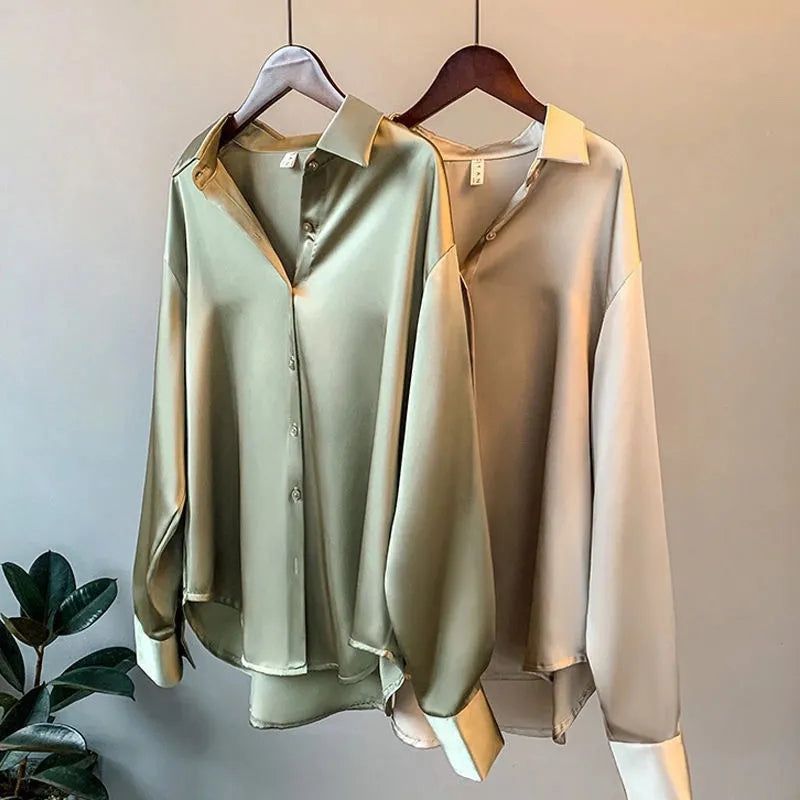 Lavinque Blouses Chemise Satinée | Élégante & Fluide | Parfaite pour Toutes Occasions