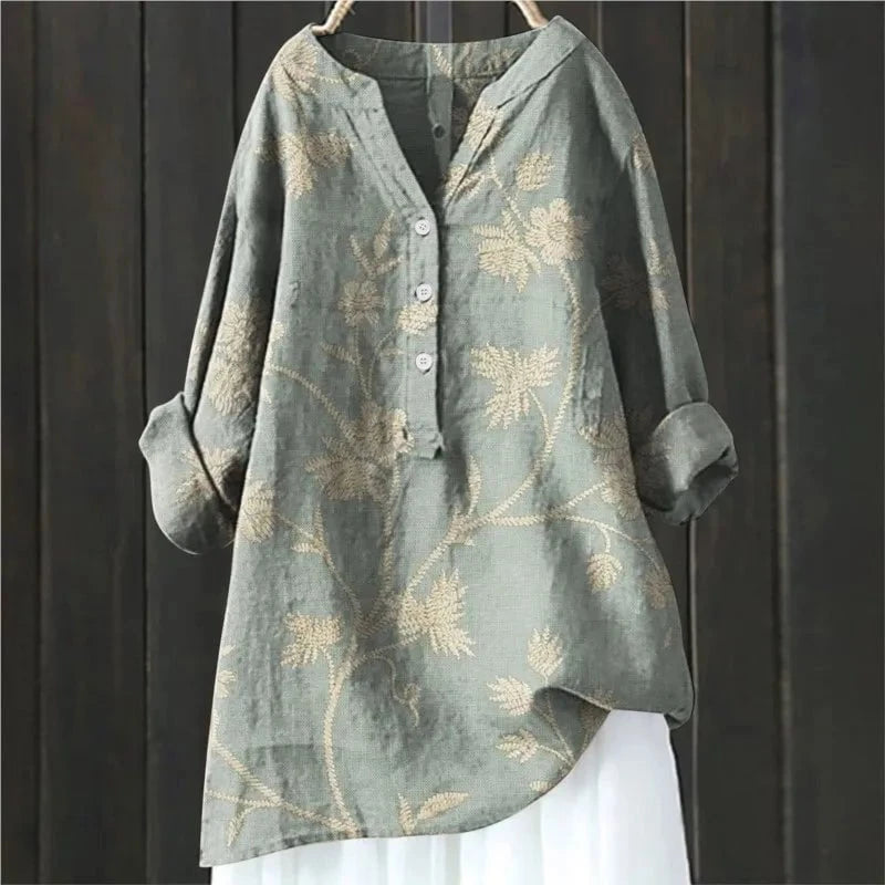 Lavinque Blouses Gris / S Blouse Bohème Fleurie | Élégance Décontractée | Fluide & Confortable