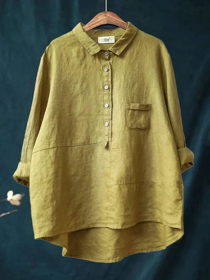 Lavinque Blouses Jaune / M Chemise Oversize en Lin | Élégance Décontractée | Confort &  Légèreté