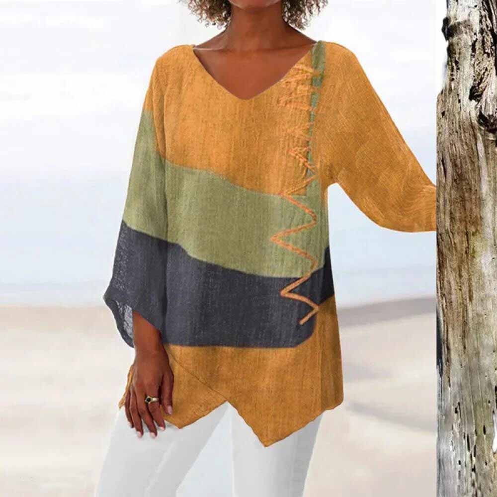 Lavinque Blouses Jaune / S Blouse Asymétrique Bohème | Léger & Confortable | Style Décontracté