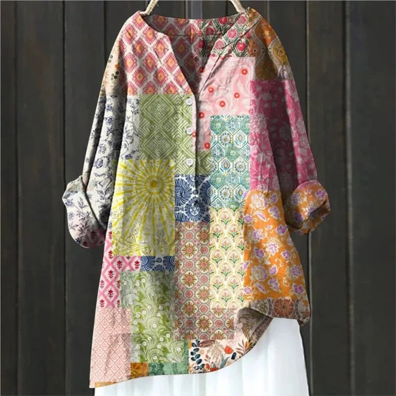 Lavinque Blouses Multicolore / S Blouse Bohème Fleurie | Élégance Décontractée | Fluide & Confortable