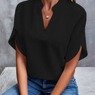 Lavinque Blouses Noir / S Blouse Col Fendu | Élégante | Fluide et Confortable