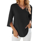 Lavinque Blouses Noir / S Blouse Élégante à Manches 3/4 | Chic & Confort | Idéale pour Toutes Occasions