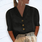 Lavinque Blouses Noir / S Blouse en Lin | Légèreté et Élégance | Tendance Naturelle