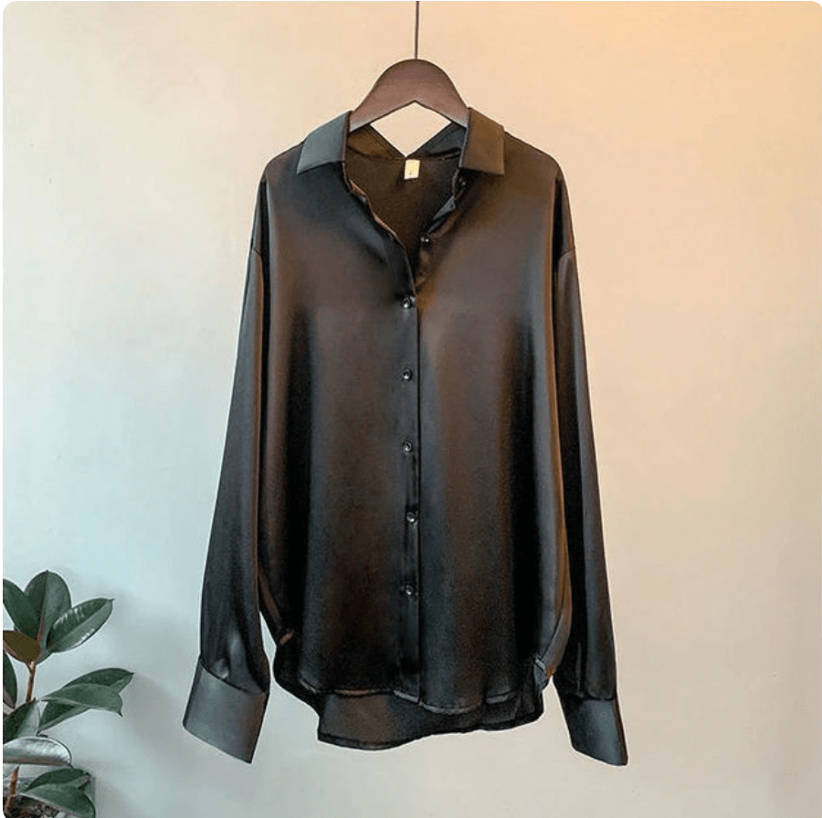Lavinque Blouses Noir / S Chemise Satinée | Élégante & Fluide | Parfaite pour Toutes Occasions