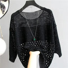 Lavinque Blouses Noir / Taille unique Pull Femme | Maille Ajourée | Léger et Élégant