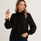 Lavinque Blouses Noir / XS Blouse à Lavallière | Élégance Fluide | Manches Bouffantes
