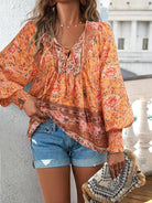 Lavinque Blouses Orange / S Blouse Bohème Fleurie | Élégance Décontractée | Légère & Féminine