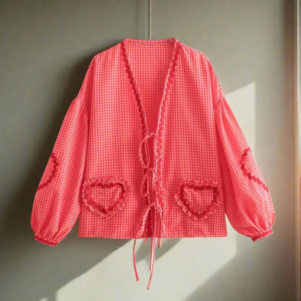 Lavinque Blouses Rose Rouge / S Blouse Bohème Brodée  | Romantique et Tendance