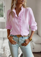 Lavinque Blouses Rose / S Blouse à volants | Bleu clair | Chic et féminine