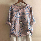 Lavinque Blouses Rose / S Blouse Bohème à Motif Feuillage | Élégance Décontractée | Fluide & Confortable