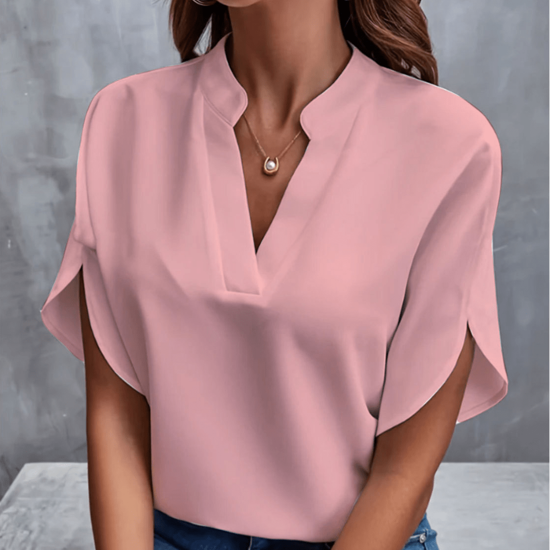 Lavinque Blouses Rose / S Blouse Col Fendu | Élégante | Fluide et Confortable