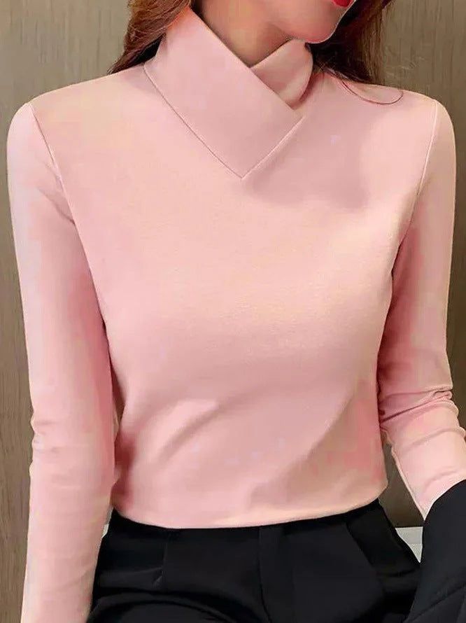 Lavinque Blouses Rose / S Haut Col Montant Asymétrique | Élégance Minimaliste | Confort & Style