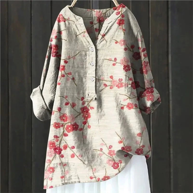 Lavinque Blouses Rouge / S Blouse Bohème Fleurie | Élégance Décontractée | Fluide & Confortable