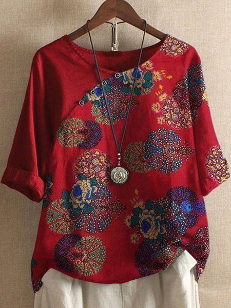 Lavinque Blouses Rouge / XS Blouse Bohème Asymétrique | Élégance & Couleurs | Confort & Style Unique
