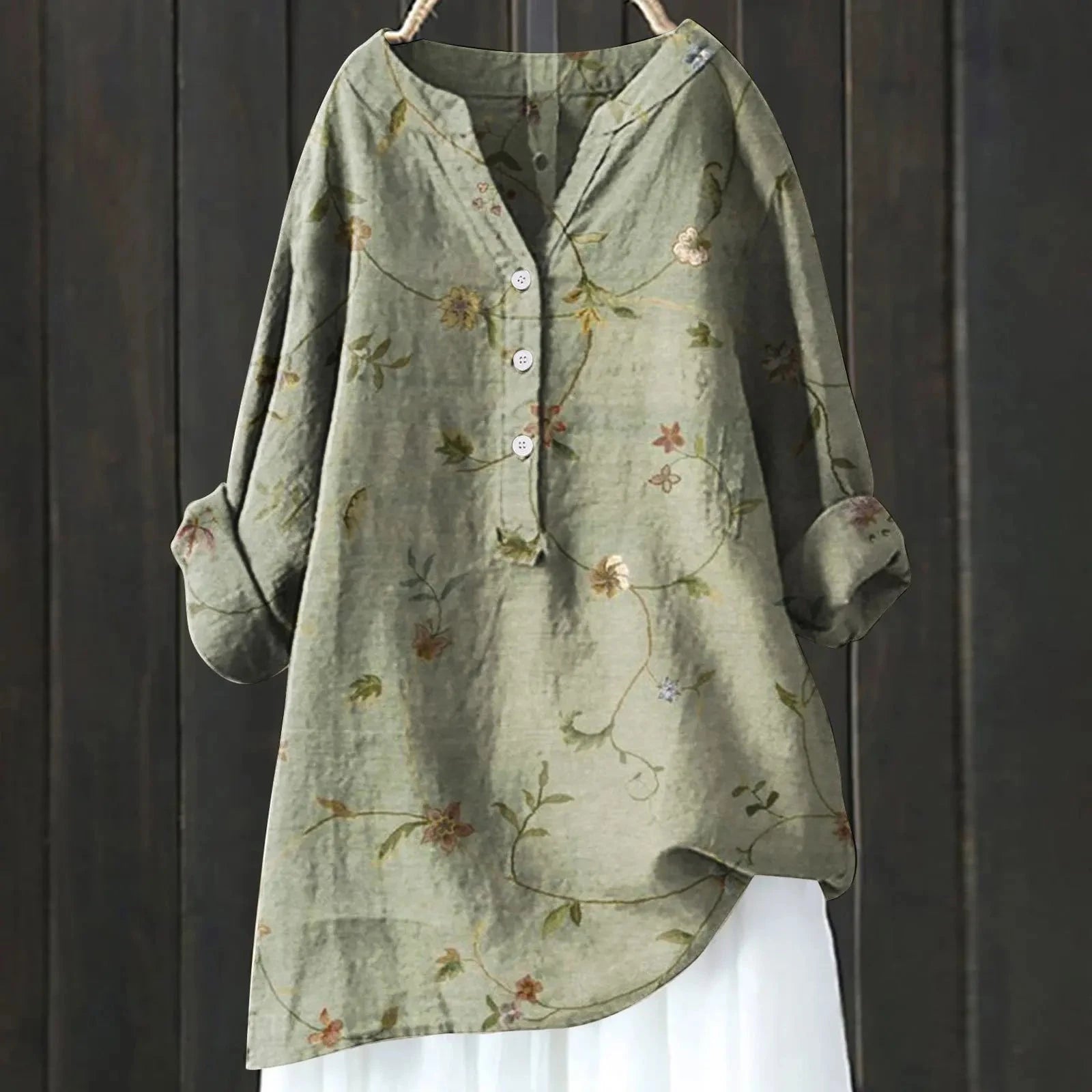 Lavinque Blouses Vert armée / S Blouse Bohème Fleurie | Élégance Décontractée | Fluide & Confortable