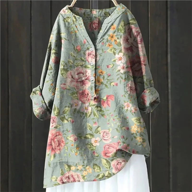 Lavinque Blouses Vert clair / S Blouse Bohème Fleurie | Élégance Décontractée | Fluide & Confortable