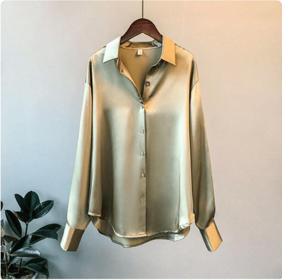 Lavinque Blouses Vert olive / S Chemise Satinée | Élégante & Fluide | Parfaite pour Toutes Occasions