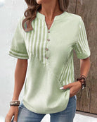 Lavinque Blouses Vert / S Blouse Décontractée | Style Rayé | Élégance et Confort