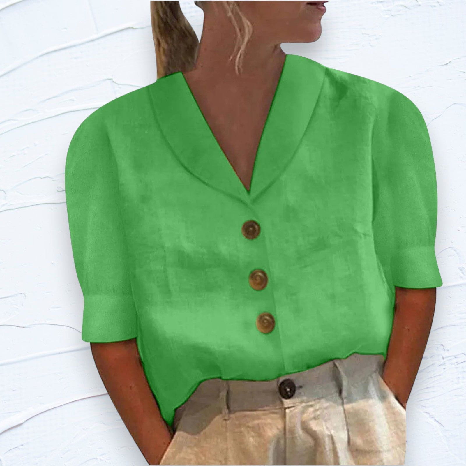 Lavinque Blouses Vert / S Blouse en Lin | Légèreté et Élégance | Tendance Naturelle