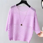 Lavinque Blouses Violette / Taille unique Pull Femme | Maille Ajourée | Léger et Élégant