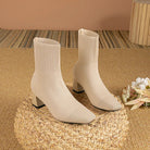 Lavinque Boots Beige / 34 Bottines Chaussettes à Talon | Stretch Tricoté | Élégantes et Confortables