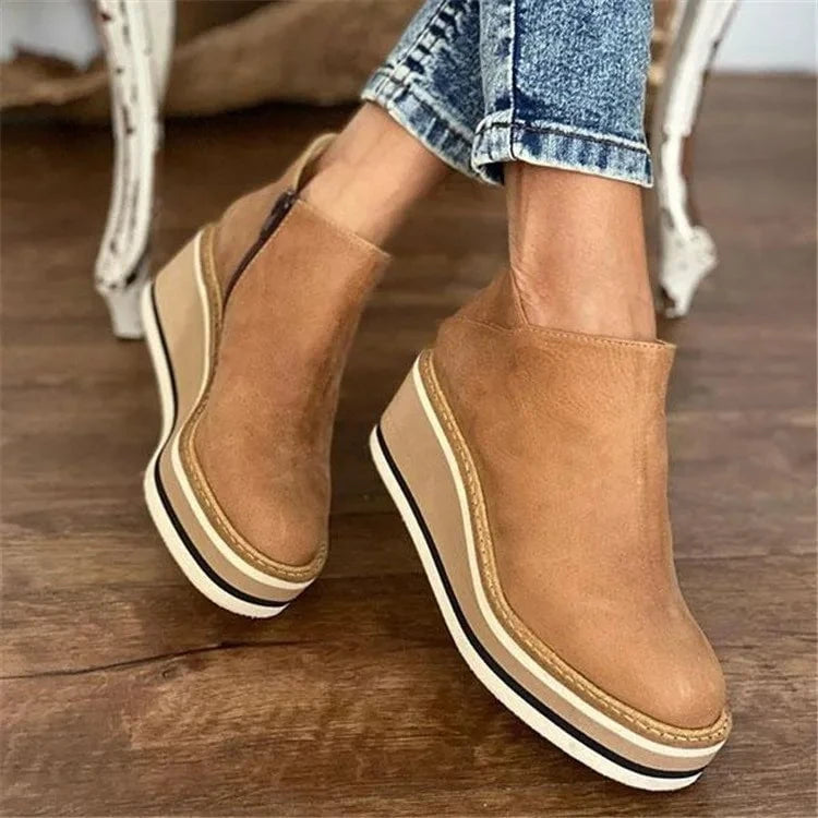 Lavinque Boots Beige / 35 Bottines Compensées en Suédine | Confort & Élégance | Style Décontracté