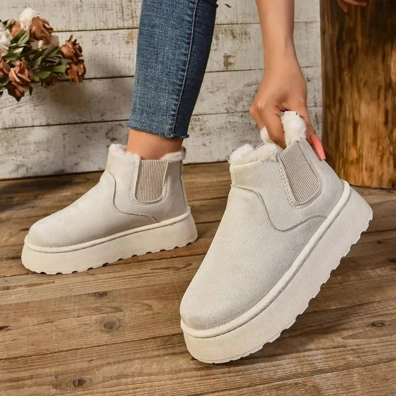 Lavinque Boots Beige / 36 Bottines Fourrées à Semelle Épaisse | Hiver | Chaleur et Confort