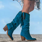 Lavinque Boots Blaeu / 34 Bottes Western à Franges | Style Bohème & Élégance | Idéales pour Toutes Saisons