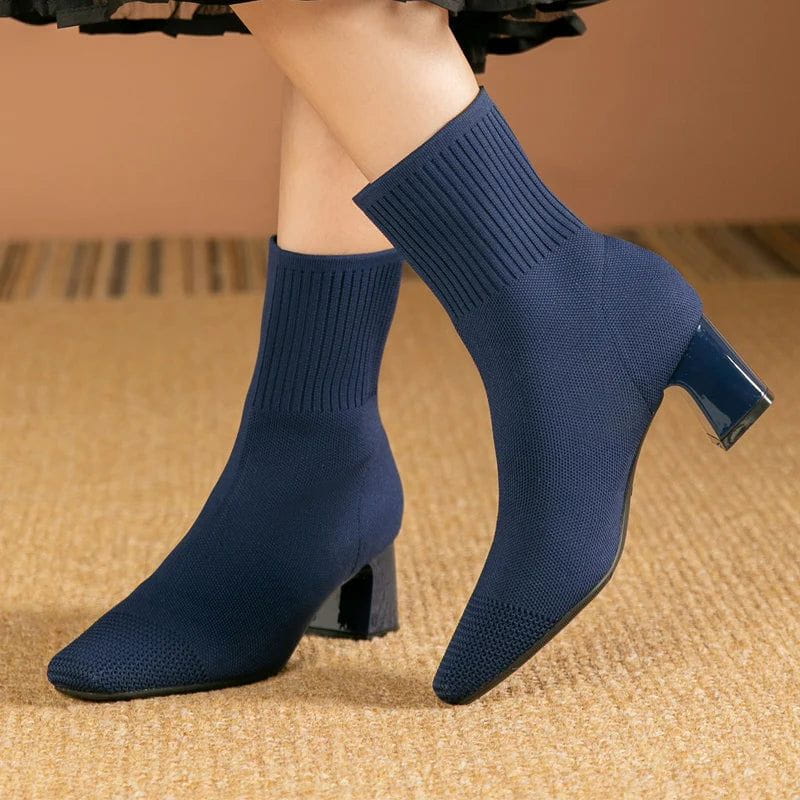 Lavinque Boots Bleu / 34 Bottines Chaussettes à Talon | Élégance | Confort et Style Moderne