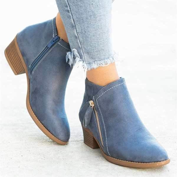 Lavinque Boots Bleu / 35 Bottines Décontractées | Simili Daim | Élégance et Confort