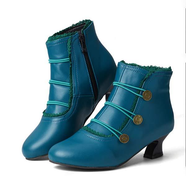 Lavinque Boots Bleu / 36 Bottines rétro à boutons | Bottines | Élégance et confort intemporel