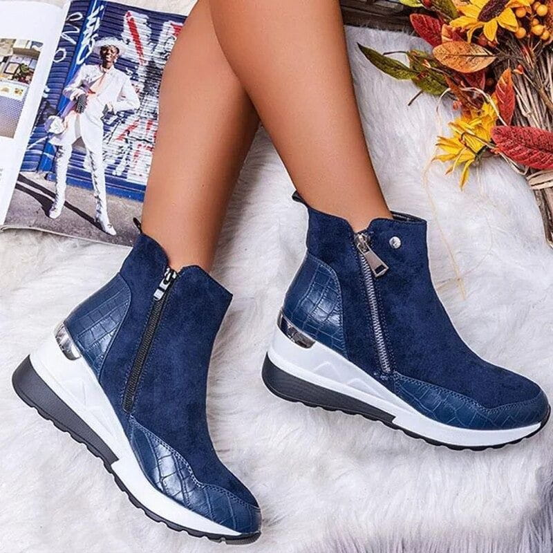 Lavinque Boots Bleu / 36 Bottines Sneakers à Talon Compensé | Mode | Élégance et Confort