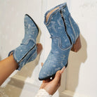 Lavinque Boots Bleu / 36 Bottines Western en Jean | Bleu Délavé | Audacieuses & Tendance