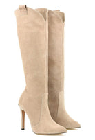 Lavinque Boots Bois beige / 35 Bottes Hautes à Talon Aiguille | Élégance et Raffinement | Look Sophistiqué