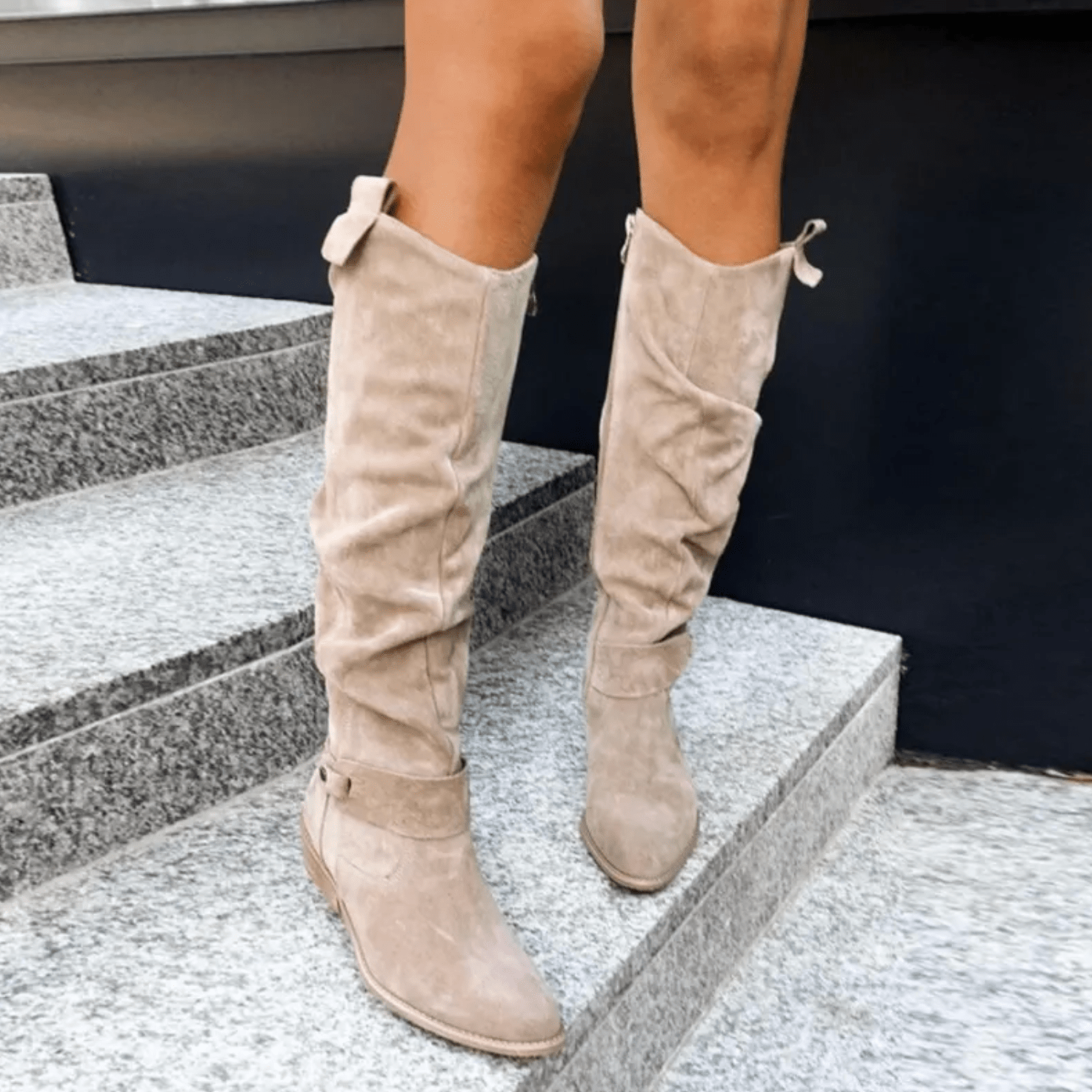 Lavinque Boots Bottes Hautes Camel | Style Décontracté | Effet Daim Chic